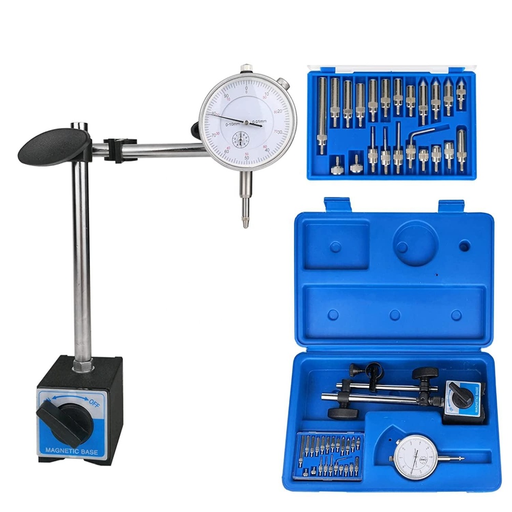 1″ Dial Indicator and Magnetic Base Stand Tool Mic Indicator Gauge Set