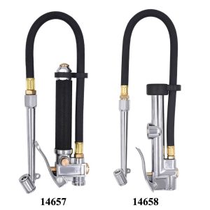 Heavy Duty Tire Inflator Air Pressure Gauge with Rubber Hose
